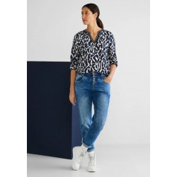 Blouse marine/écru imprimée